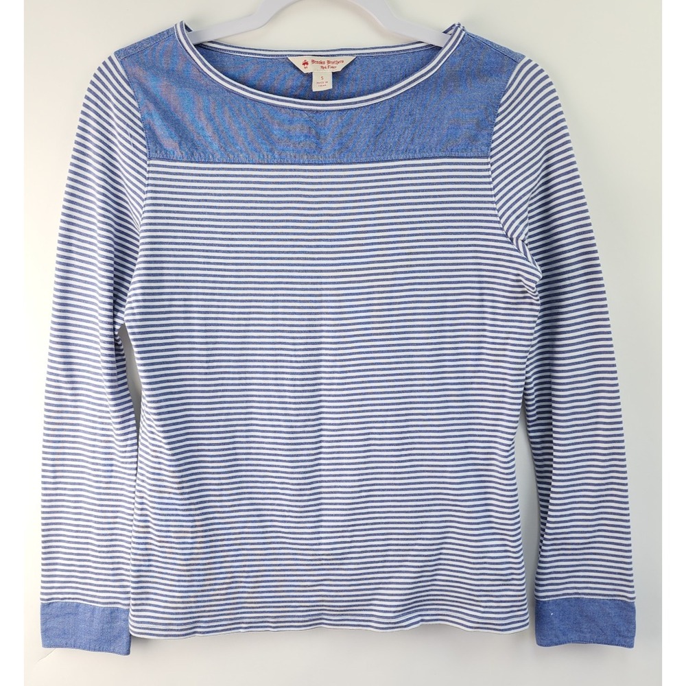 Brooks Brothers Top Women's S Blue White Striped Nautical Coastal Chic